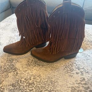 Shyanne Kids Brown Fringe Boots